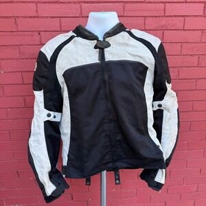 Reax Motorcycle Riding Jacket Mens Large Black Mesh Textile Armor Protective
